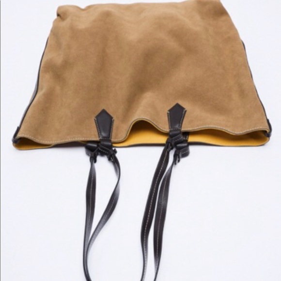 Zara NWT Reversible Split Leather Tote bag - Picture 4 of 11
